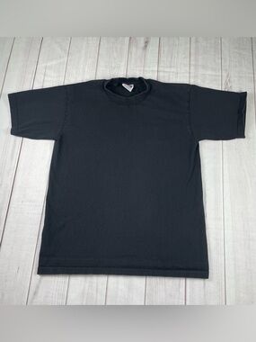 Vintage Pro Club T Shirt Mens M Black Crew Blank Tee Heavyweight Made in USA 90s